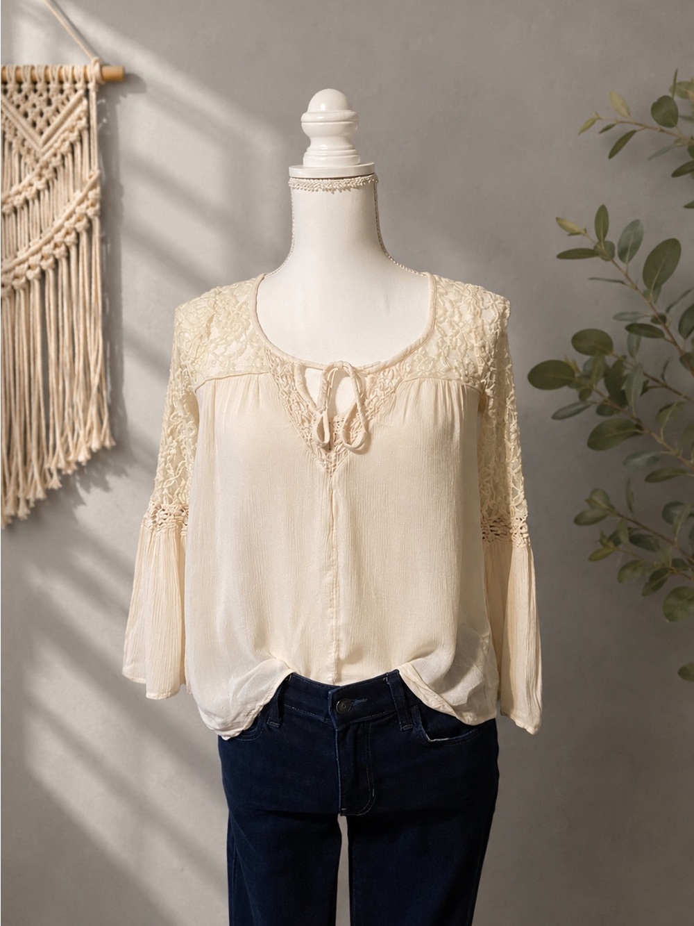 Elegant Cream Lace Women's Top